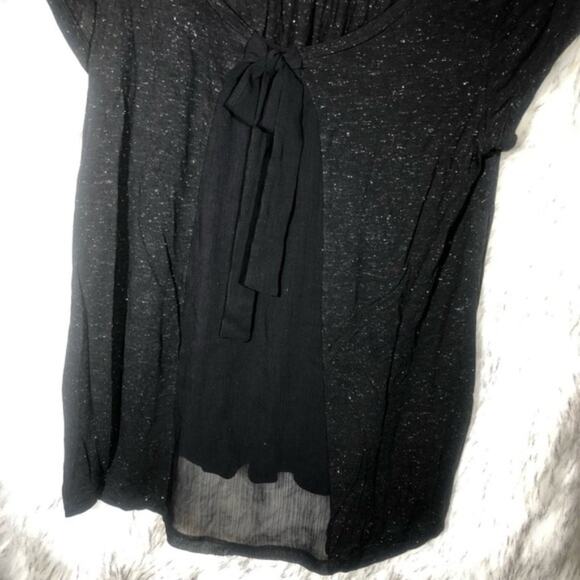 Kische Womens Black Speckled Glitter Scoop Neck Shirt Medium Goth Alt Emo - Picture 4 of 8